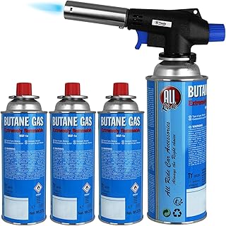 Brenneraufsatz inkl. 4 Gaskartuschen Butan Brenner Bunsenbrenner Gas Lötbrenner Gasbrenner Flambiergerät
