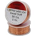 Solid Bare Copper Round Wire 5 oz Spool Dead Soft 12 to 30 Ga (30 Ga - 1075 Ft)