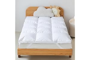 LeWinBedding 3 Inch White Goose Feather Mattress Topper,Twin Feather Bed Topper,Mattress Cover with Straps,Ultra Soft Pillowtop,100% Organic Cotton Fabric(39”x75”)