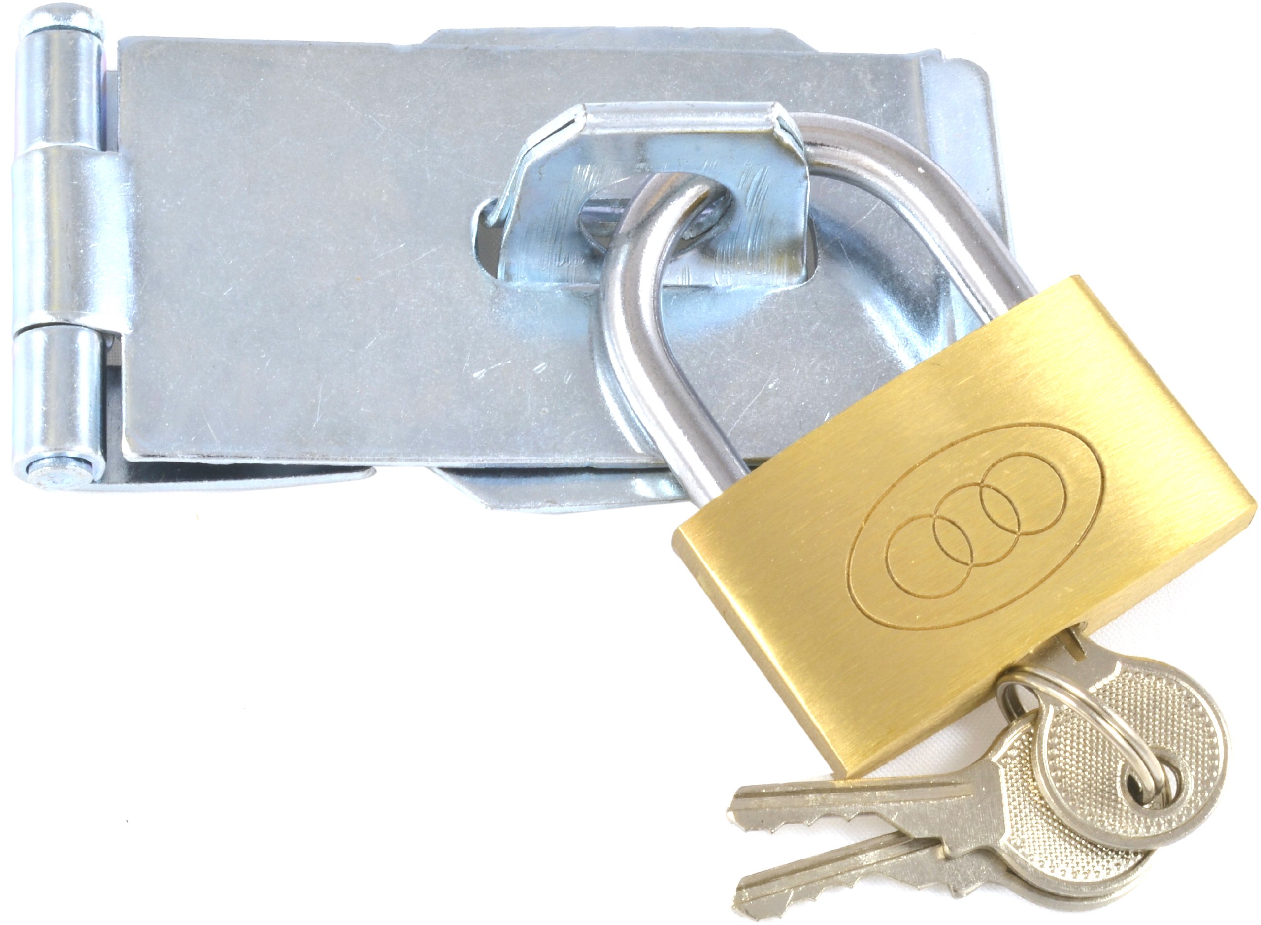 Merriway® BH00949 Safety Hasp/Staple Galvanised Complete with Brass Padlock, 75 mm (3 inch)
