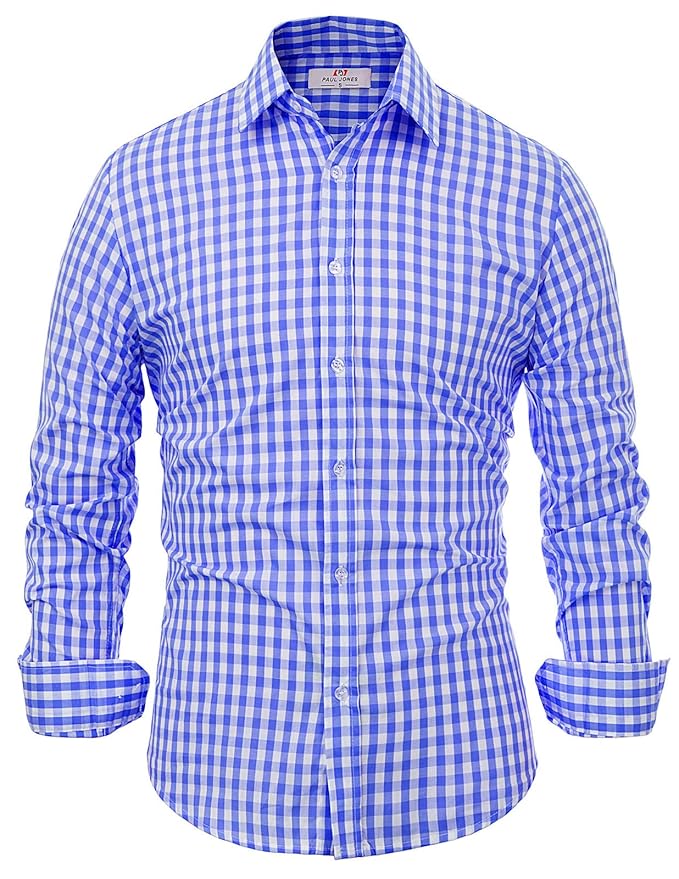 PaulJones Herren Trachtenhemden Slim Fit Hemd Trachten Langarm Kariert Business Freizeit Casual Hemd Oktoberfest