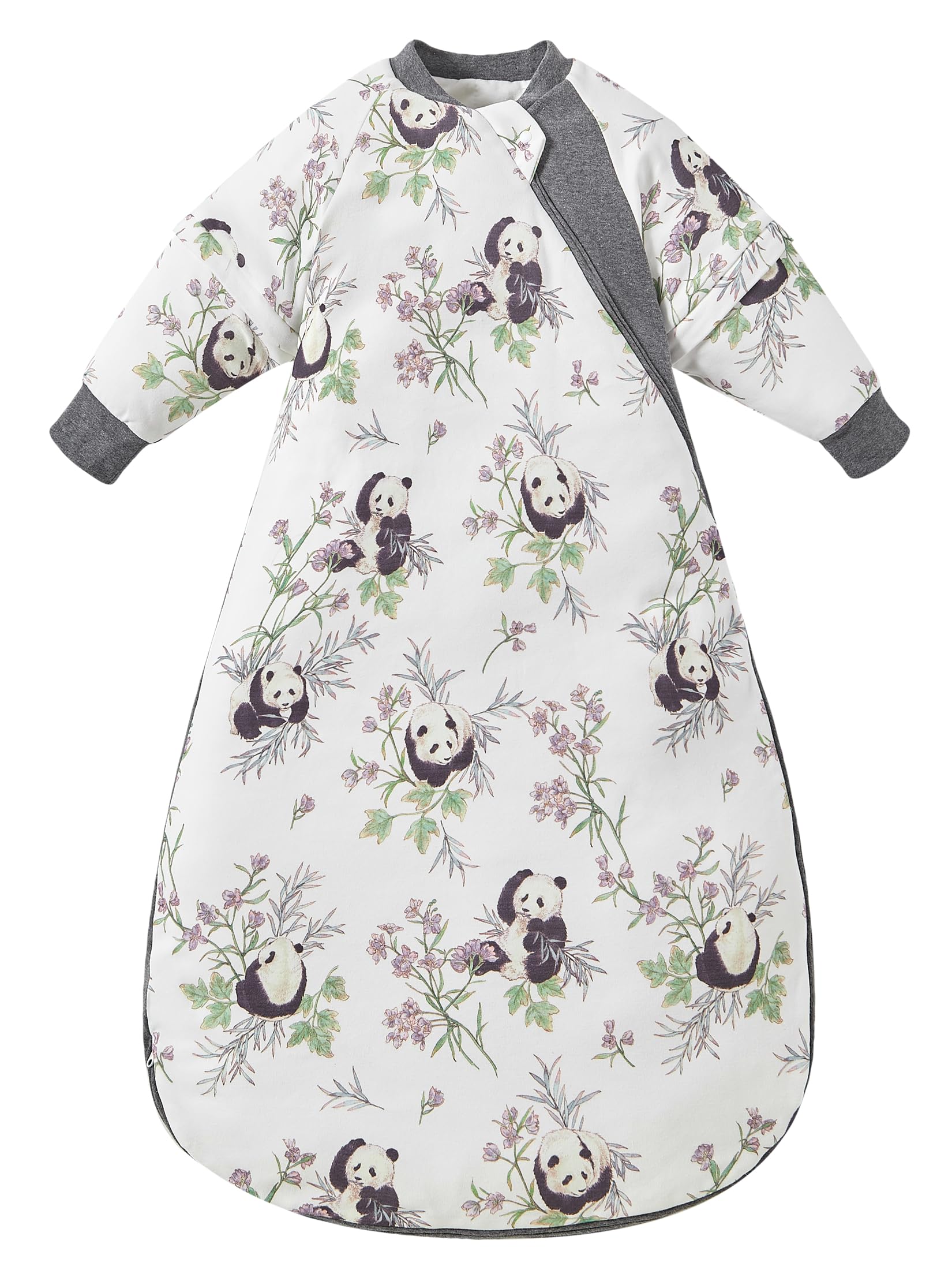 Chilsuessy Baby Sleeping Bag Winter Sleeping Sack with Detachable Sleeves 100% Cotton Wearable Blanket for Infant Toddler Boys Girls, Panda/3.5 Tog, 0-6 Months