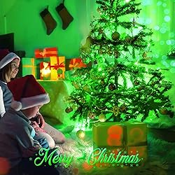 JMEXSUSS Green Christmas Lights Clear Wire, 66ft
