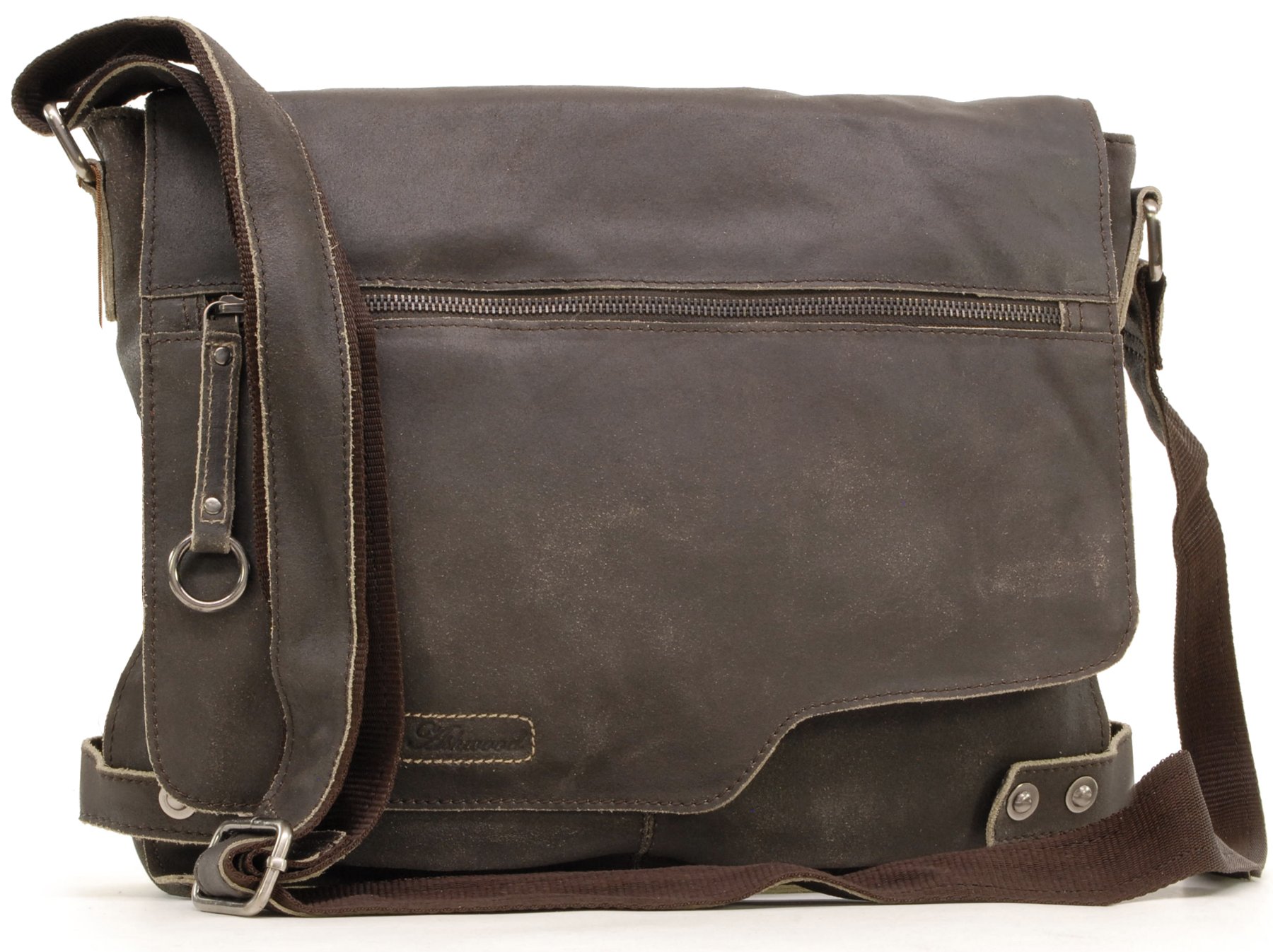 Ashwood - Men's Large Messenger Bag For 13 inch Laptop - Distressed Leather - Work Bag With Adjustable Crossbody Strap - Camden 8353 - Brown