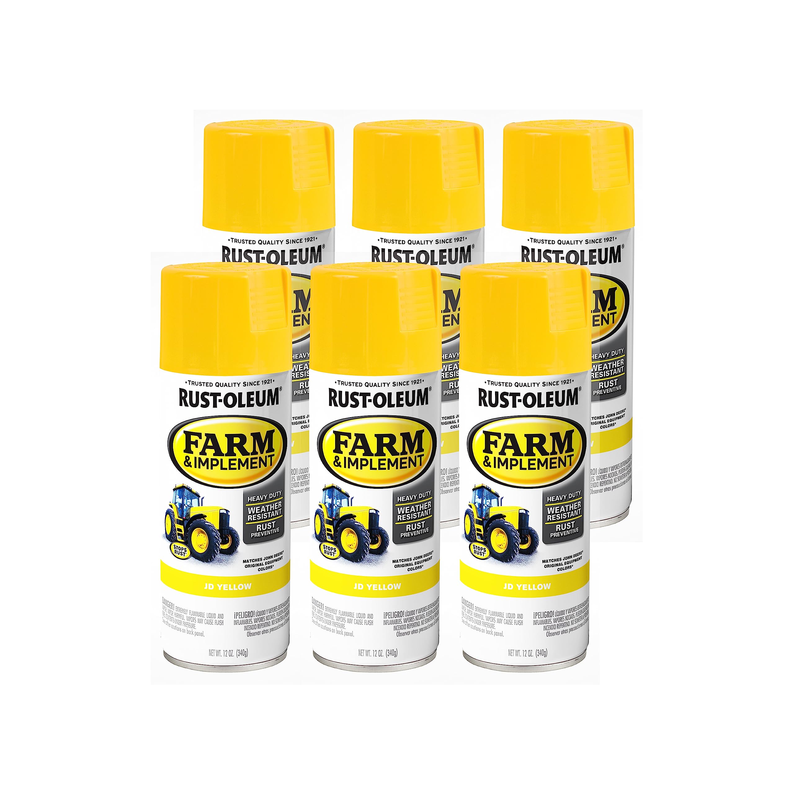 Rust-Oleum 280129-6PK Farm & Implement Spray Paint, 12 oz, JD Yellow, (Pack of 6) Image