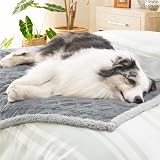 LE SURE Washable Dog Blanket Sherpa 100x120cm Waterproof Grey view 7