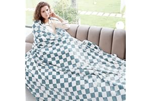 LOKOZ Warm Blanket Soft Cozy Throw Blanket Checkered Fleece Throw Blankets for Couch (Lattice Blue, 50"x60")