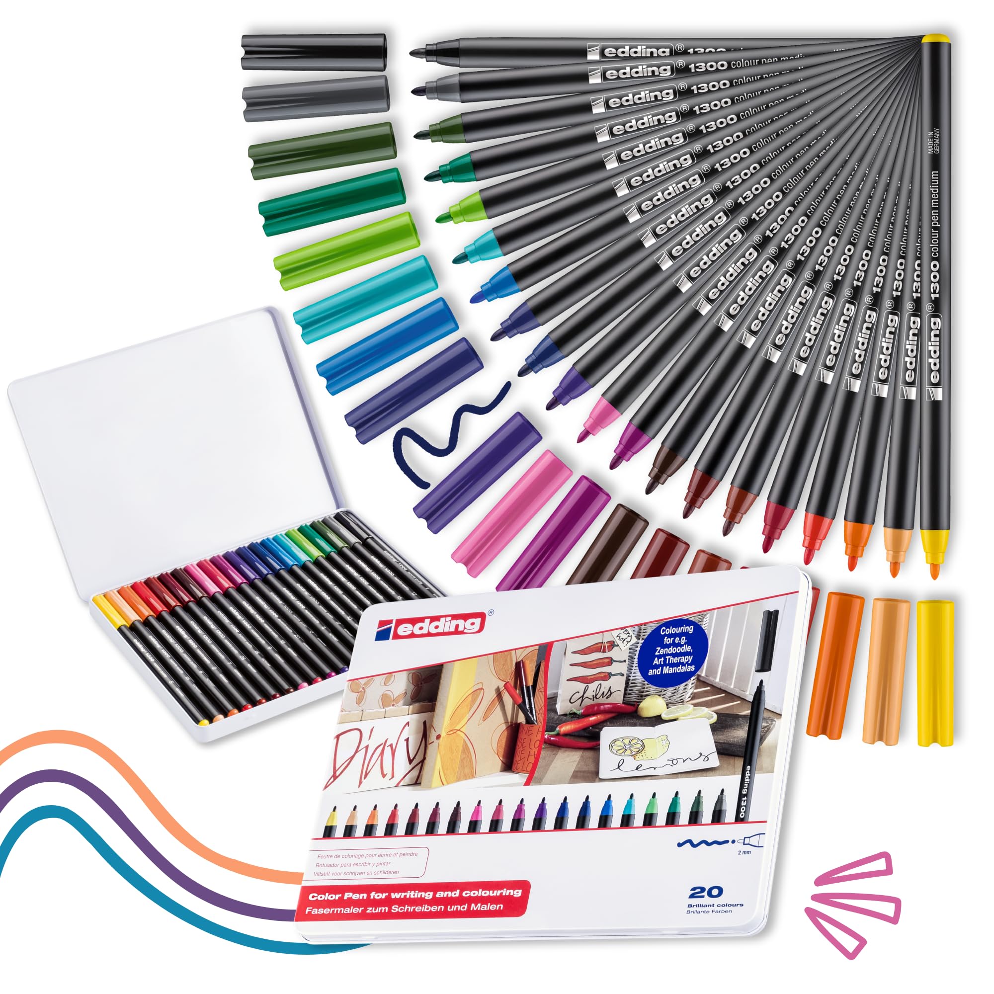 Edding E-1300 Pack Of 10 Markers, Bullet Tip, 3mm 20 rotuladores multicoloured