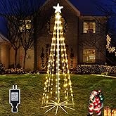 Ollny Christmas Tree Lights, 6FT 170 LED Warm White Outdoor String Lights 8 Modes Timer Function IP65 Waterproof Star Light for Indoor Outside House Yard Xmas Decorations