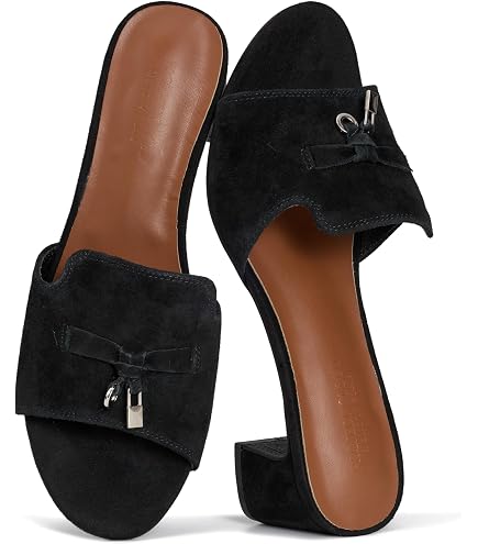 Amazon.com | Project Cloud 100% Genuine Leather Slides Dressy Flat