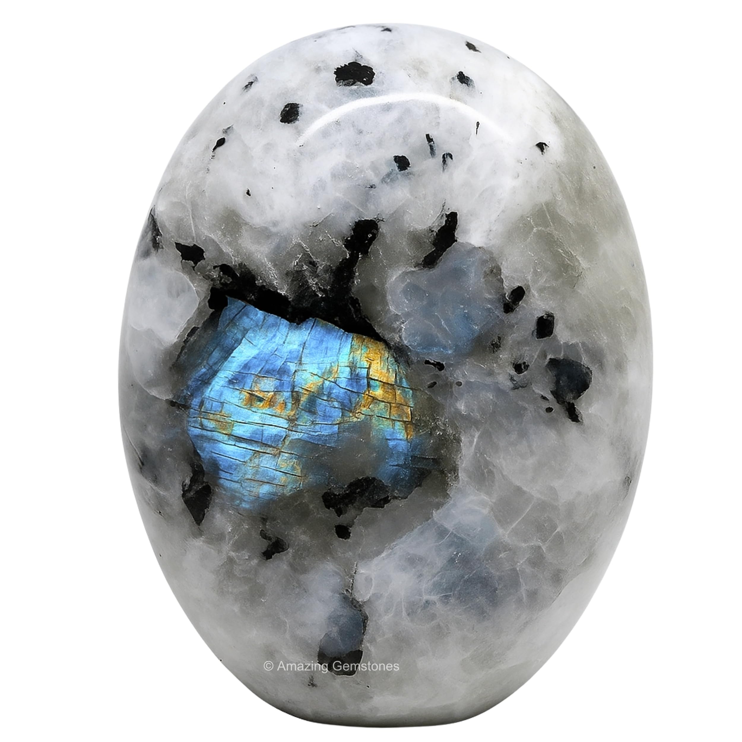 Rainbow Moonstone Crystals and Healing Stones - Large Palm Stone Crystals Piedra - Crystal for Good Luck, Positive Energy, Meditation - Unique Stocking Stuffers and Birthday Gifts for Women, Men