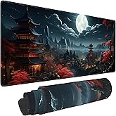 Japanese Full Moon Large Mouse Pad,Gaming Keyboard Desk Pad,Extended Mouse Mat Non-Slip Rubber Base with Stitched Edges for Office Game Home XL 31.5"x11.8"