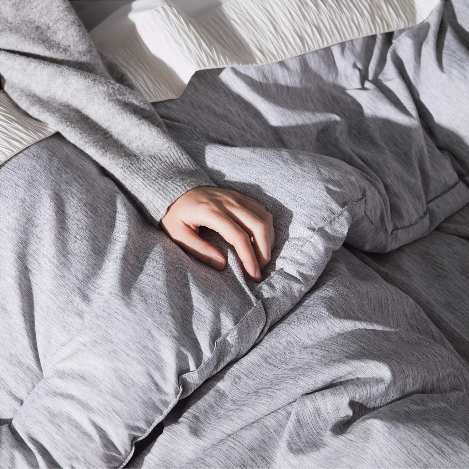 Bedsure Queen Comforter Set, Bed Comforter Queen Set, Grey Comforter Queen Set, Cationic Dyeing Queen Comforter with Pillow Shams(Queen/Full, 88x88 inches, 3 Pieces): Home & Kitchen