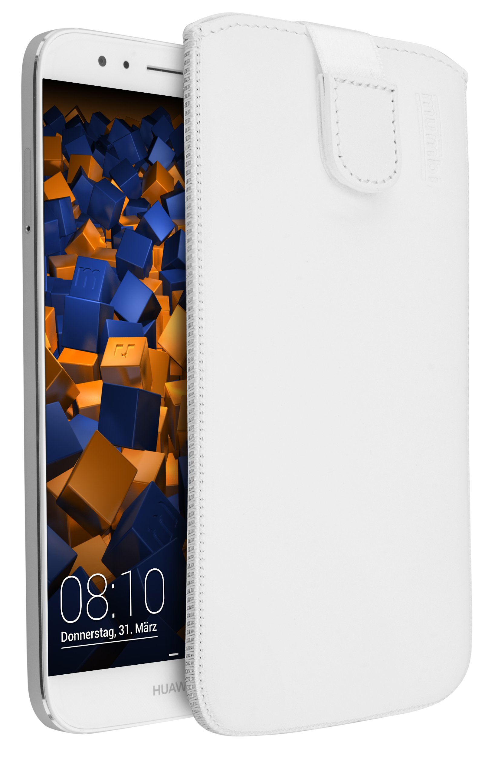 mumbi Genuine Leather Case Compatible with Huawei G8 / GX8 White