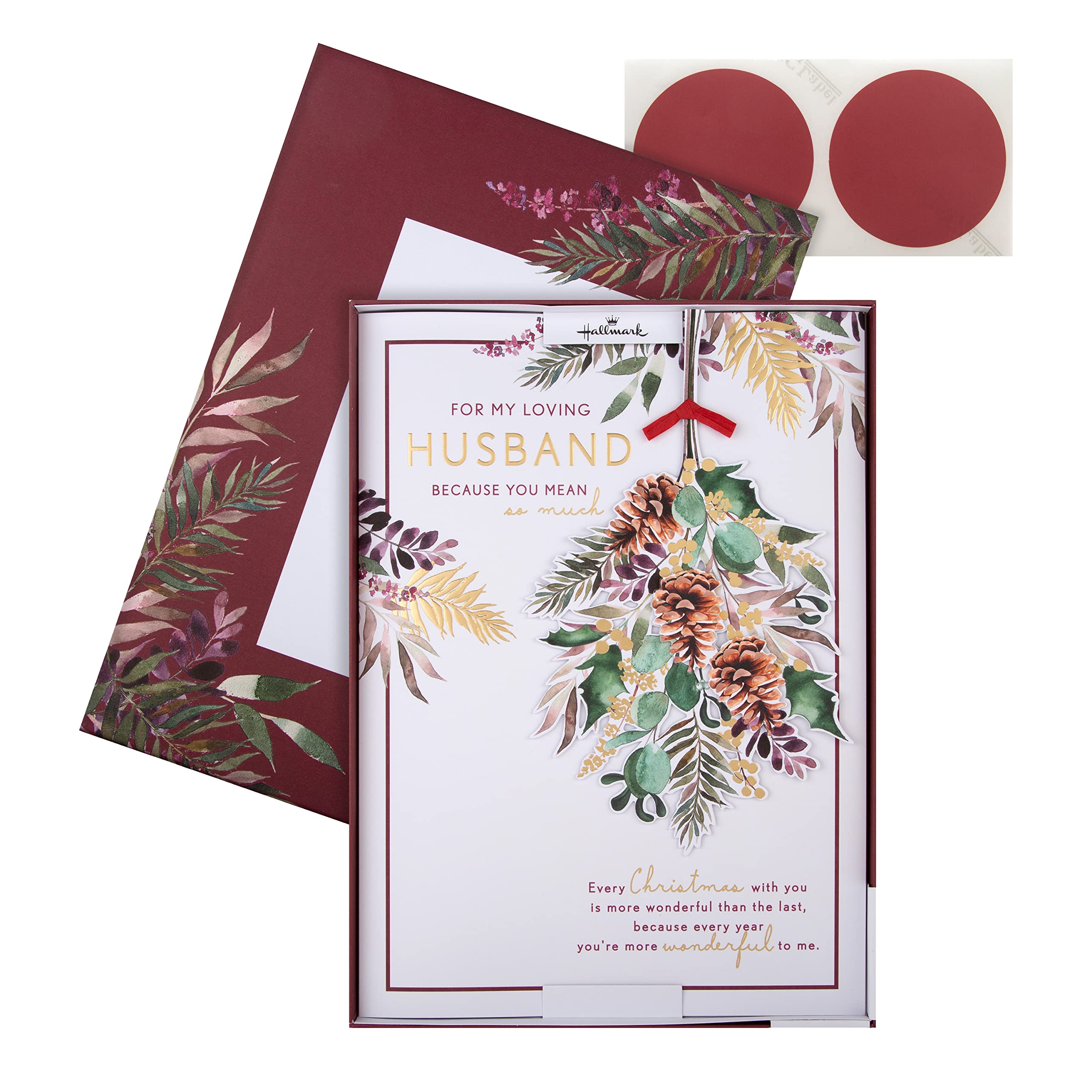 Hallmark Boxed Christmas Card for Husband - Traditional Season Foliage Design, 25575207, Multicoloured