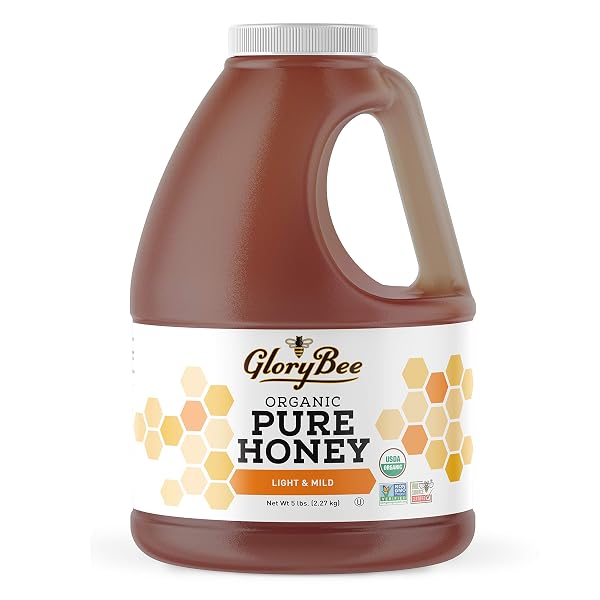 GLORYBEE, ORGANIC LIGHT & MILD HONEY, 100% US GRADE A HONEY, 5LB