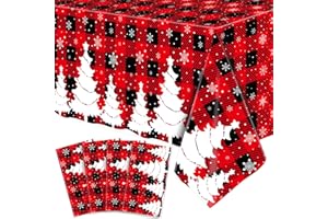DVAORC 4 Pack Christmas Table Cloth Christmas Checkered Tablecloth Xmas Buffalo Plaid Table Cloth Christmas Party Table Cover Xmas Party Decoration with Christmas Tree and Snowflake 51 X 86 in