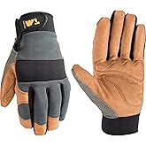 Wells Lamont Men's Heavy Duty Leather Palm Hybrid Spandex Work Gloves, Large (3236L), Gray