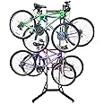 RaxGo Bike Garage Storage Rack, 4 Bicycle Garage Floor Stand, Adjustable, Freestanding, Adjustable Hooks, For Mountain & Road bicycles, Universal For Indoor Use