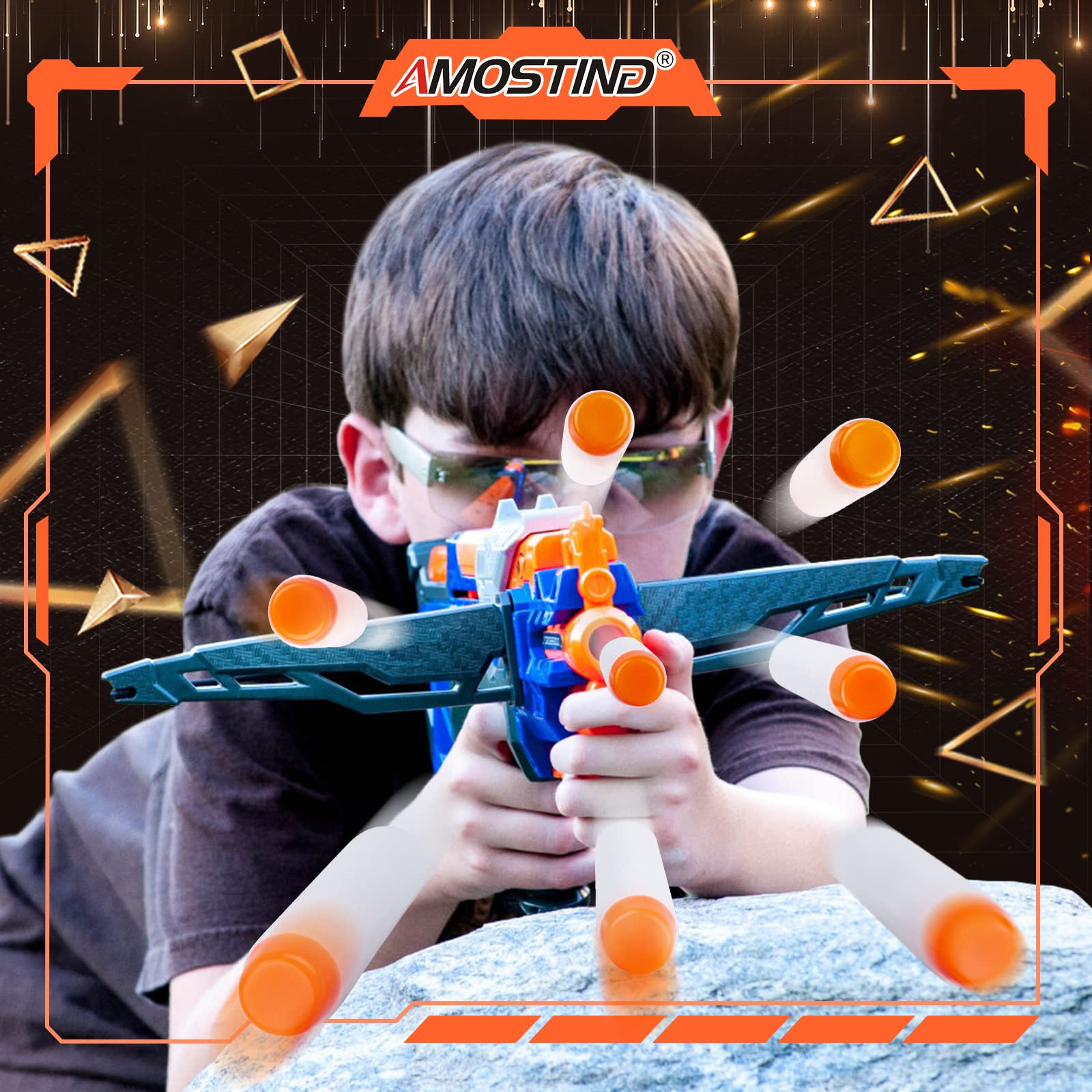 AMOSTING 100PCS Refill Darts for Nerf N Strike Elite 2.0 Series Glow in The Dark Bullets Pack – Compatible with All Elite Blasters White