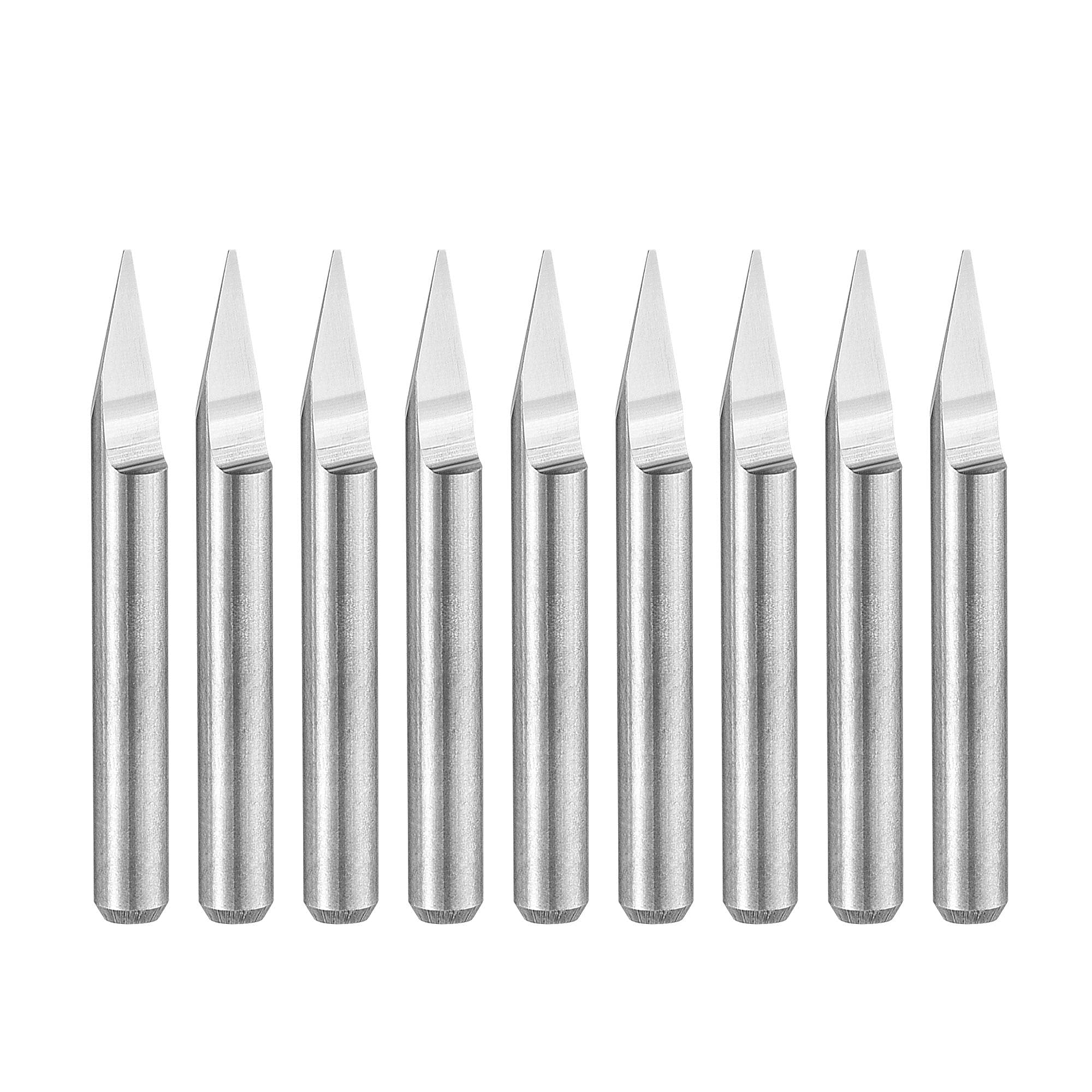 sourcing map Wood Engraving Bit Solid Carbide 3.175mm 1/8" Shank, 30 Degree 0.4mm Tip CNC Router Tool for Acrylic PVC MDF PCB Wood Carving, 10pcs