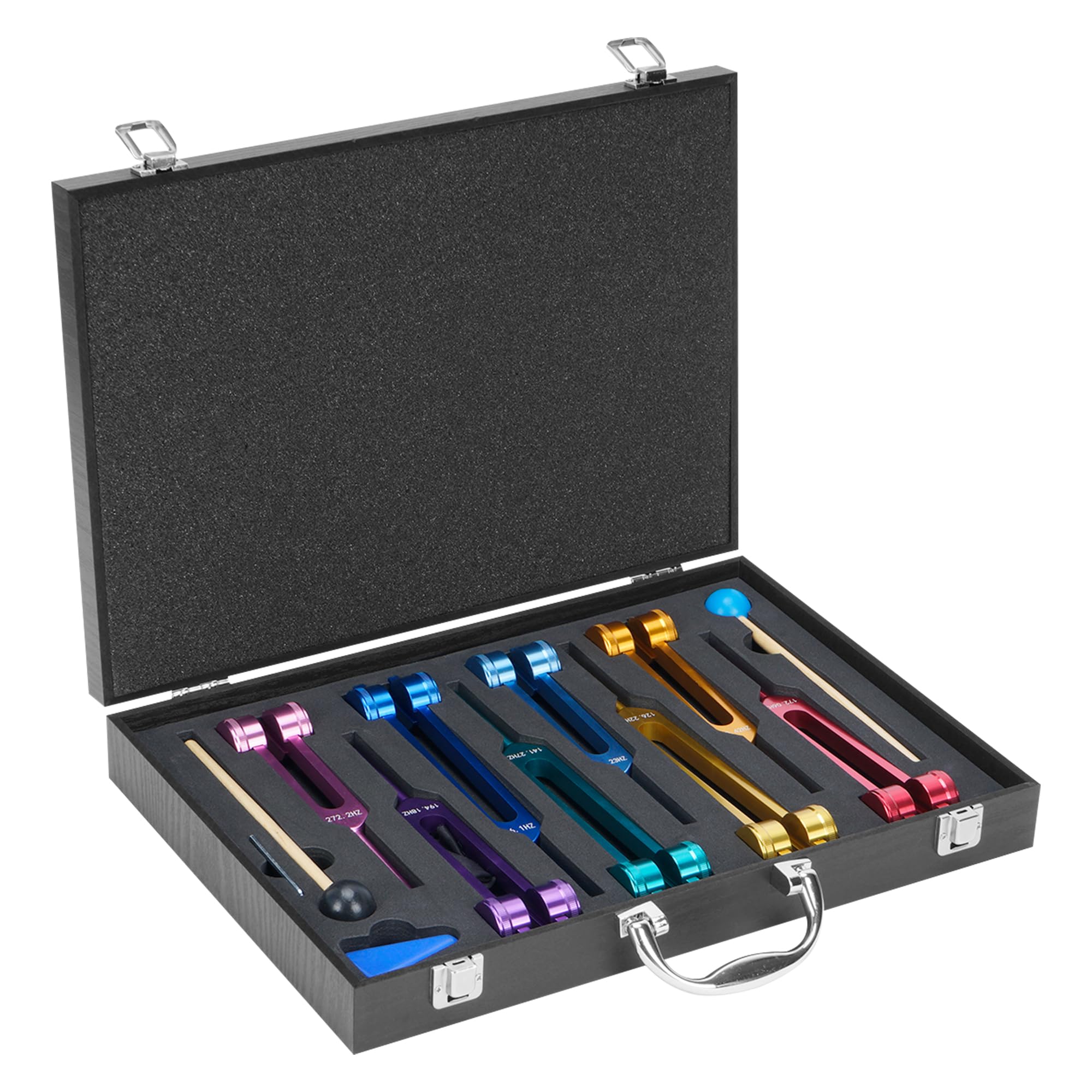 lesolar Chakra Tuning Forks Set, 7 Chakra and 1 Soul Purpose Weighted Solfeggio Tuning Forks for Healing Therapy, Yoga, Meditation with Exquisite Wooden Gift Box