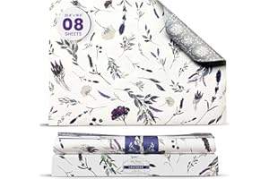 Lavender Scented Drawer Liners for Dresser - 8 Sheets Non Adhesive Cabinet Liners for Shelves W/Double-Sided Pattern | Shelf 