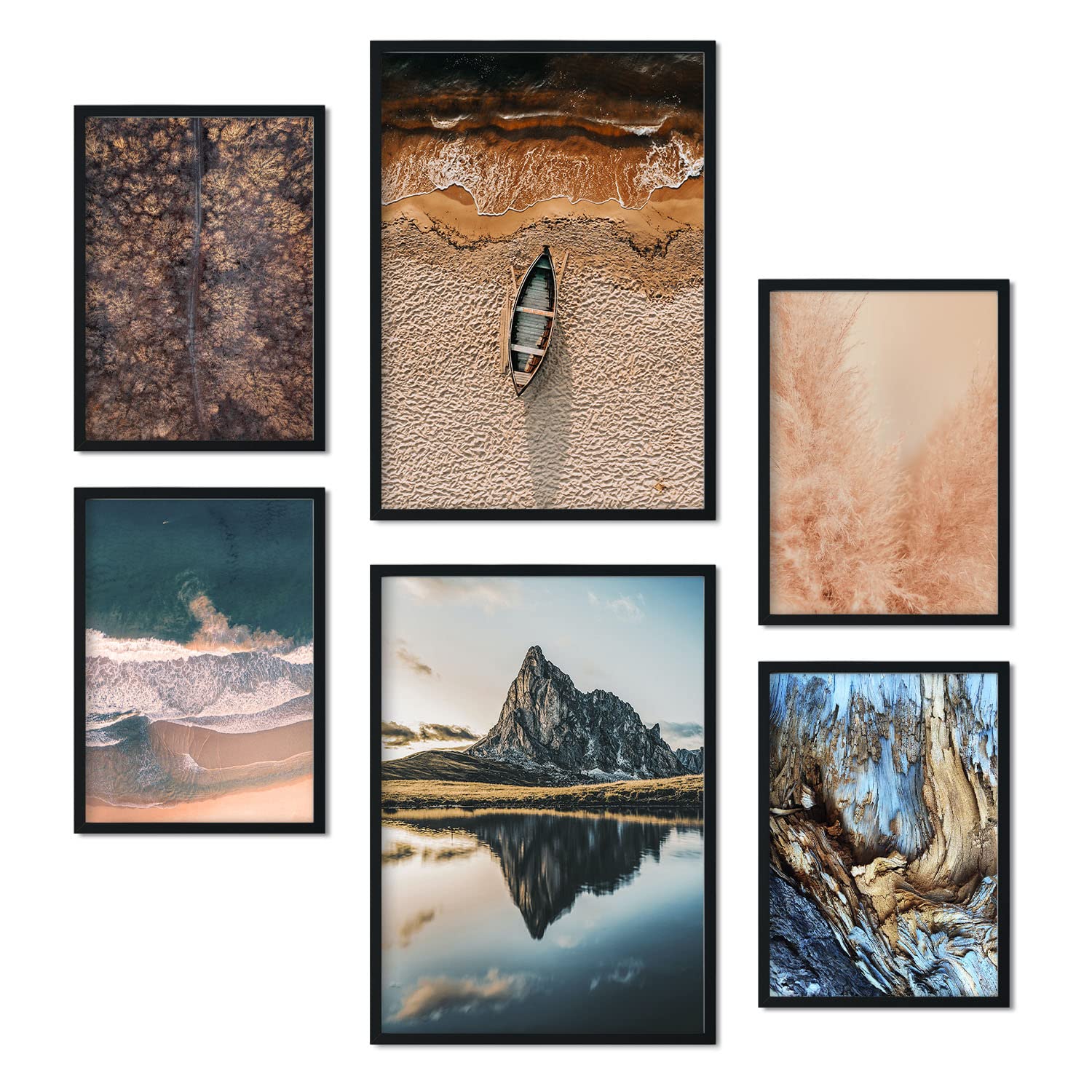 Nacnic - Set of 6 Beautiful Pictures of Croatia - Photography-style Wall Art Print for Interior Decoration - Coastline Boat aerial shot - A3 & A4 - Unframed