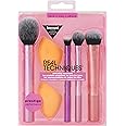 Real Techniques Makeup Brush Set with 2 Sponge Blenders for Eyeshadow, Foundation, Blush, and Concealer, 6 Piece Makeup Brush
