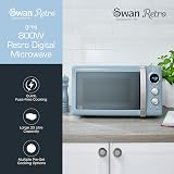 Swan Retro Microwave 20L 800W Blue, 6 Power Levels, Defrost Setting view 2