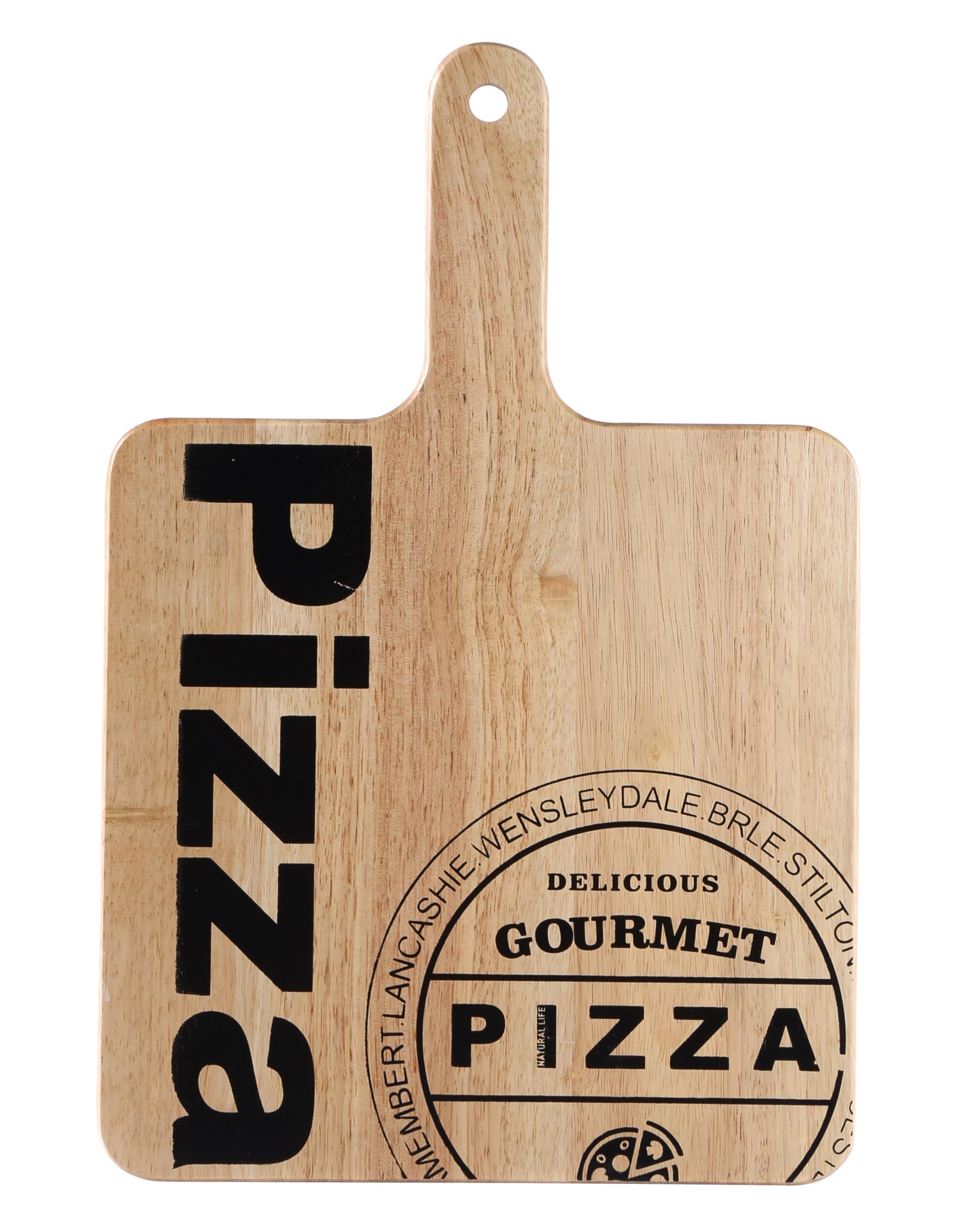 Bergner - Chopping Board with Handle & Rubber Wood - Natural Wooden Chopping Board - Kitchen Prep and Serving Board - Vegetables, Poultry, Fish & Meat - 40 x 30cm