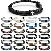 Tondiamo 24 Pcs Braided Cross Bracelet Gifts for Men Women Christian Adjustable Rope Jesus Bracelets with Metal Knot Baptism