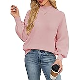 Libsorge Womens Oversized Cute Checkered Sweater Fall 2025 Trendy Preppy Chunky Knit Mock Neck Long Sleeve Pullover Sweaters