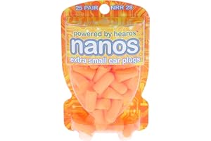 HEAROS Nanos NRR 28 Noise Cancelling Foam Ear Plugs - Extra Small Hearing Protection for Petite Ears - Ideal for Sleeping snoring Travel Concerts Sports Events and Shooting (25 Pairs)