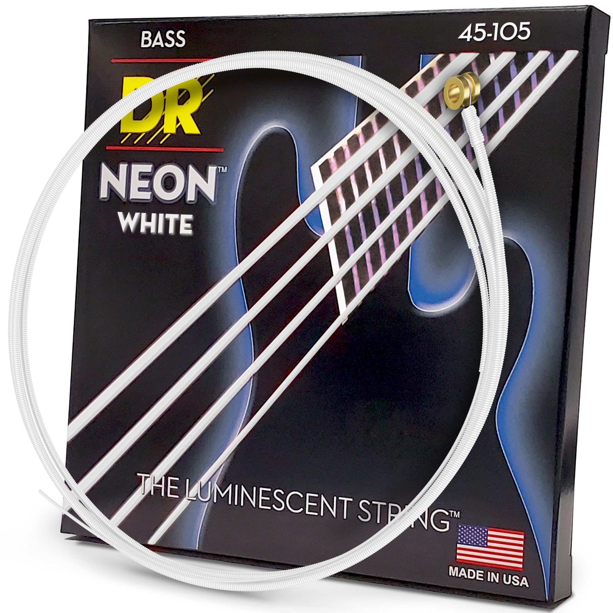 DR NWB-45 Strings HI-DEF NEON™ - WHITE coloured Bass Strings: Medium 45-105