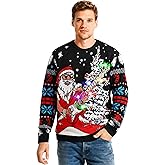 SOMSOC LED Light Up Ugly Christmas Sweater for Women Men, Xmas Jumpers Funny Knitted Sweaters with Light Bulbs