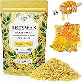 Beeswax pellets 200G/5LB/10LB/20LB, VEGISHINE Pure and Natural Yellow Beeswax for DIY Skin Care, Lip Balm, Polishing, Lotion, Soap, Candle Making Supplies