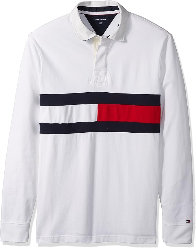 tommy hilfiger men's long sleeve polo sailing gear rugby shirt