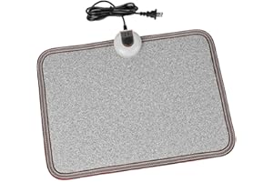 TISHIJIE Electric Heated Floor Mats - AC 110V Foot Heater, Heated Foot Warmer Mat Under Desk for Office and Home (Gray)