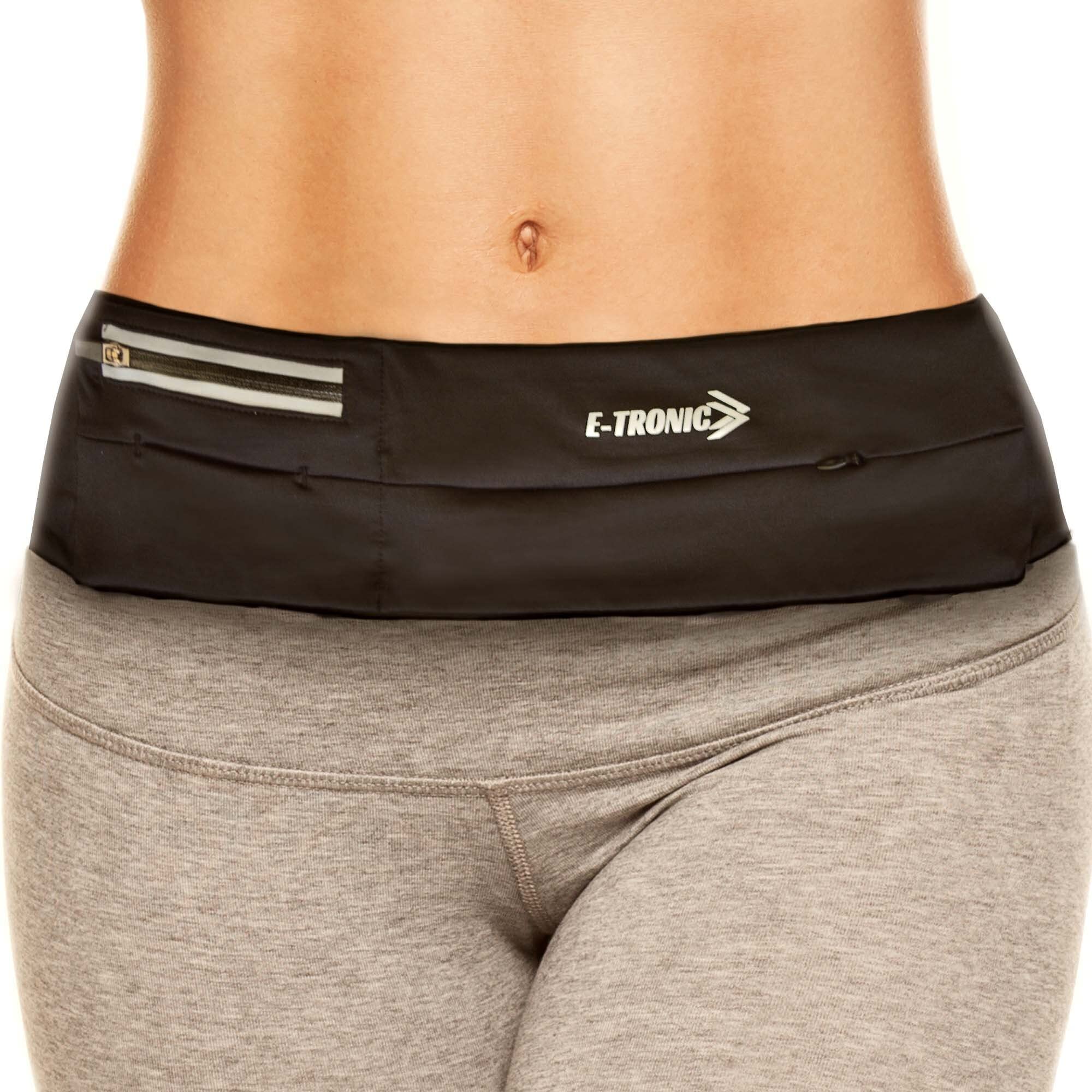 Running Belt Best Waist Pack: Fanny Pouch Waistband Case (Black Sport Fit) Holds All Cell Phones Sports Fitness Holder Bag fits Women Men Mom Gifts Her Runners With Resistant Zipper Pocket All Waists (Black)