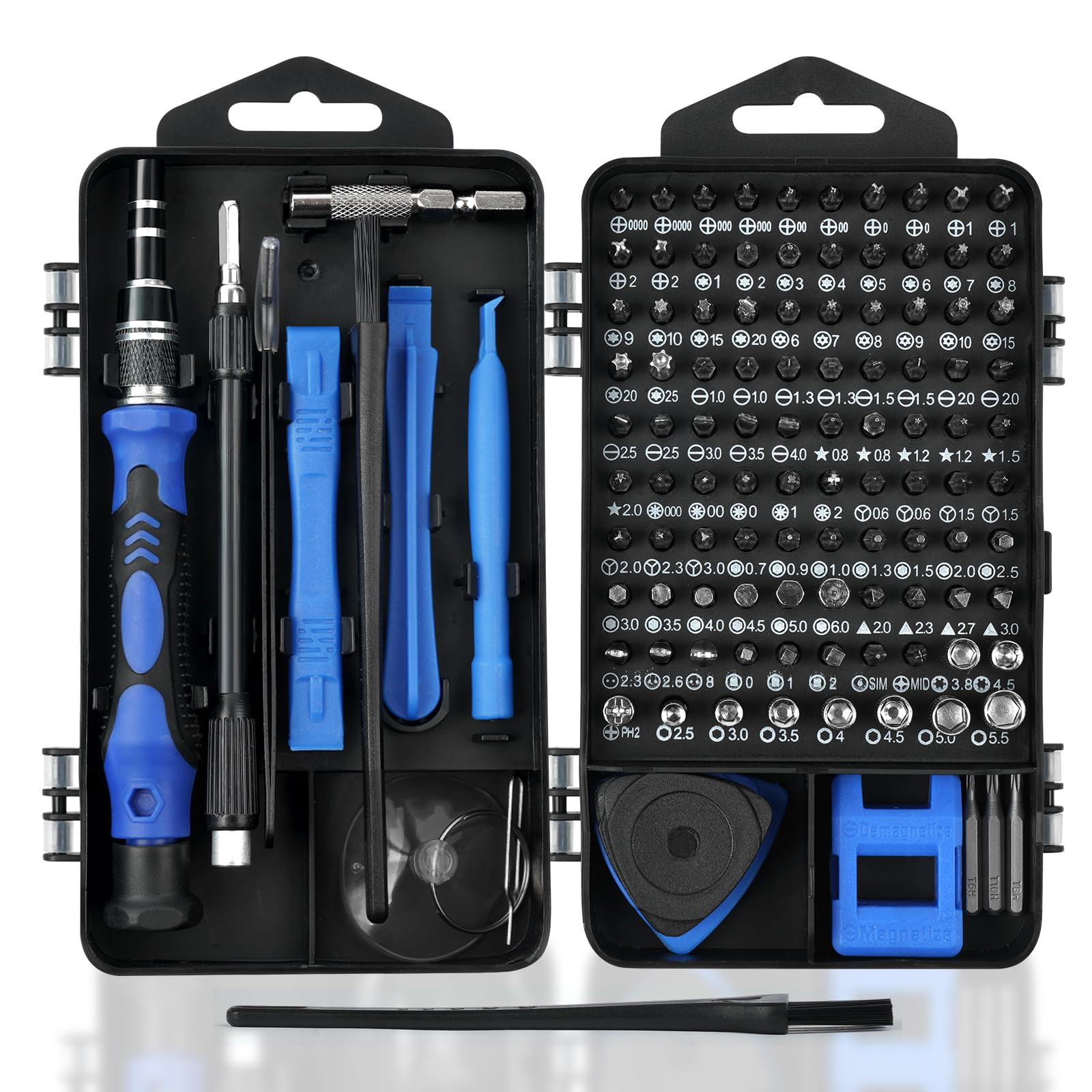 OSDUE Precision Screwdriver Set, 124 in 1 Magnetic Small Screwdriver Set, Professional Repair Tool Kit, for iPhone iPad Computer Laptop MacBook Phone Tablet Glasses Doorbell Watch PS4 PS5, Blue