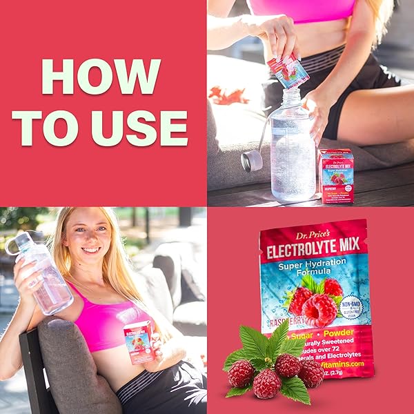 DR. PRICE’S ELECTROLYTES HYDRATION POWDER PACKETS – RASPBERRY, 30 PACKS | SUGAR FREE ELECTROLYTE DRINK MIX, 72+ TRACE MINERALS, MANGANESE | KETO ELECTROLYTES, VEGAN, DOCTOR-FORMULATED, MADE IN USA