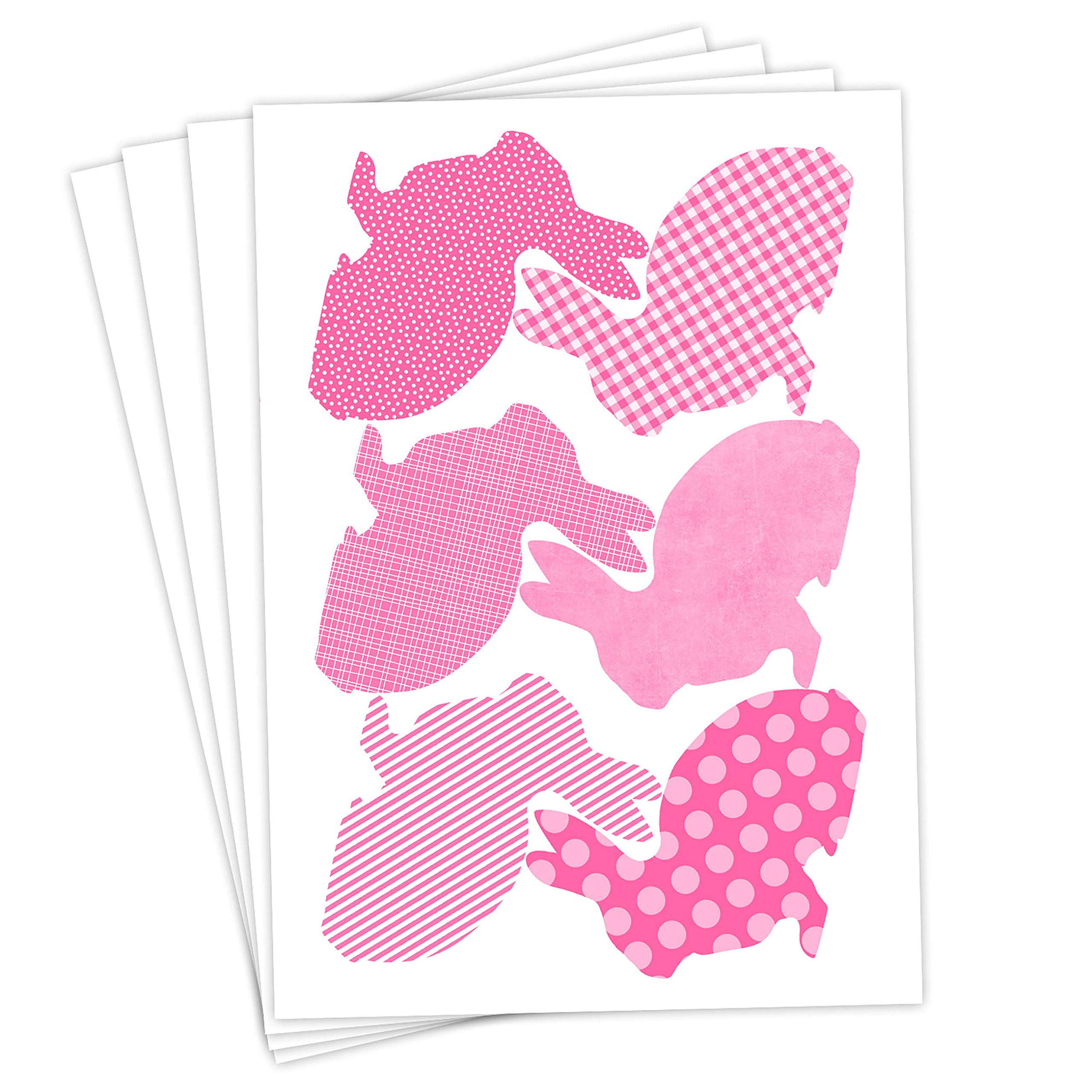 Papierdrachen 24 Easter Stickers for Crafting and Decorating - Design Pink Silhouetted Bunny - Sticker No. 21 - Easter 2019