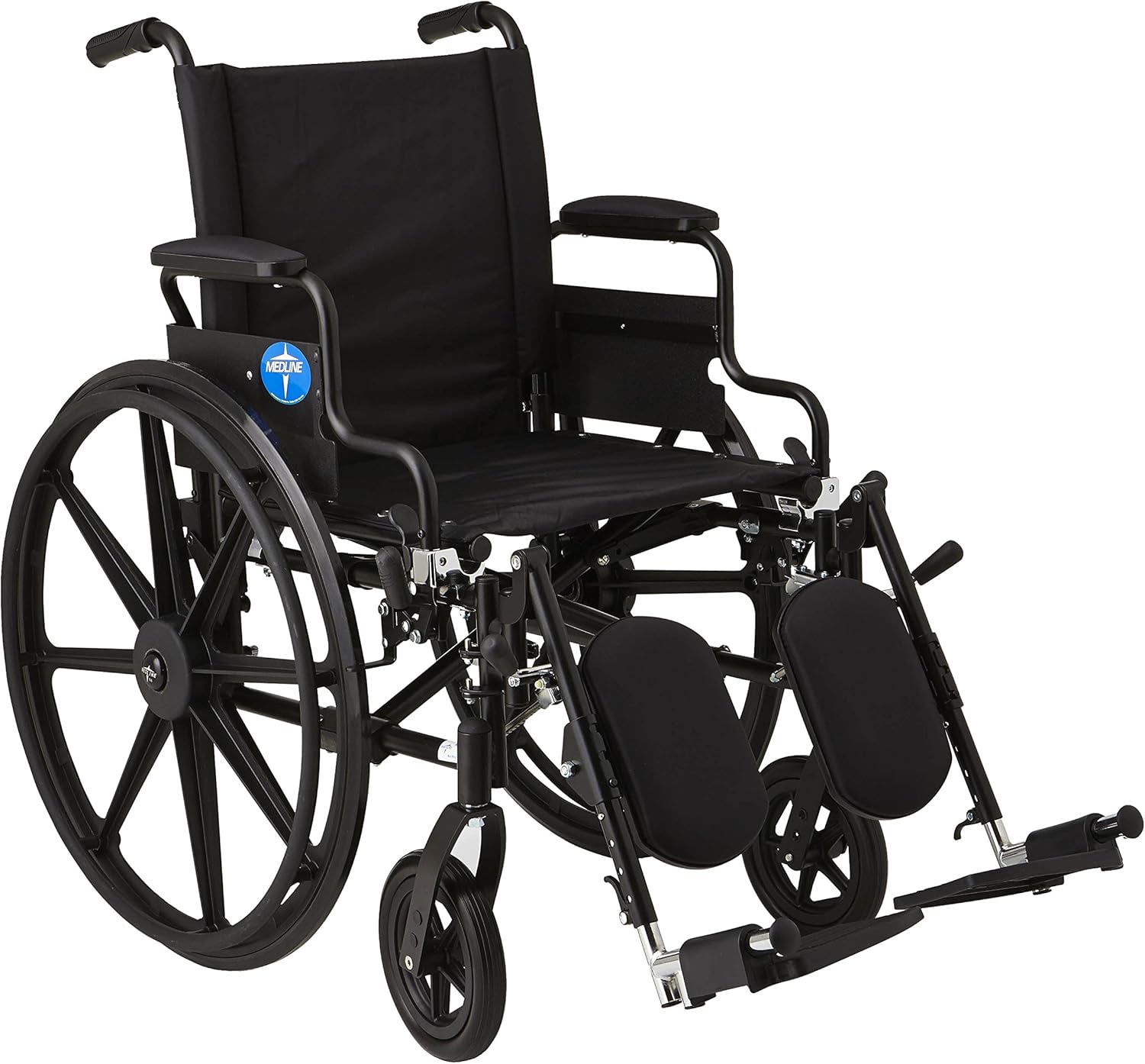 Medline Premium Ultra-Lightweight Wheelchair with Flip-Back Desk Arms and Elevating Leg Rests for Extra Comfort, Black, 18 x 16 Inch Seat: Health & Personal Care