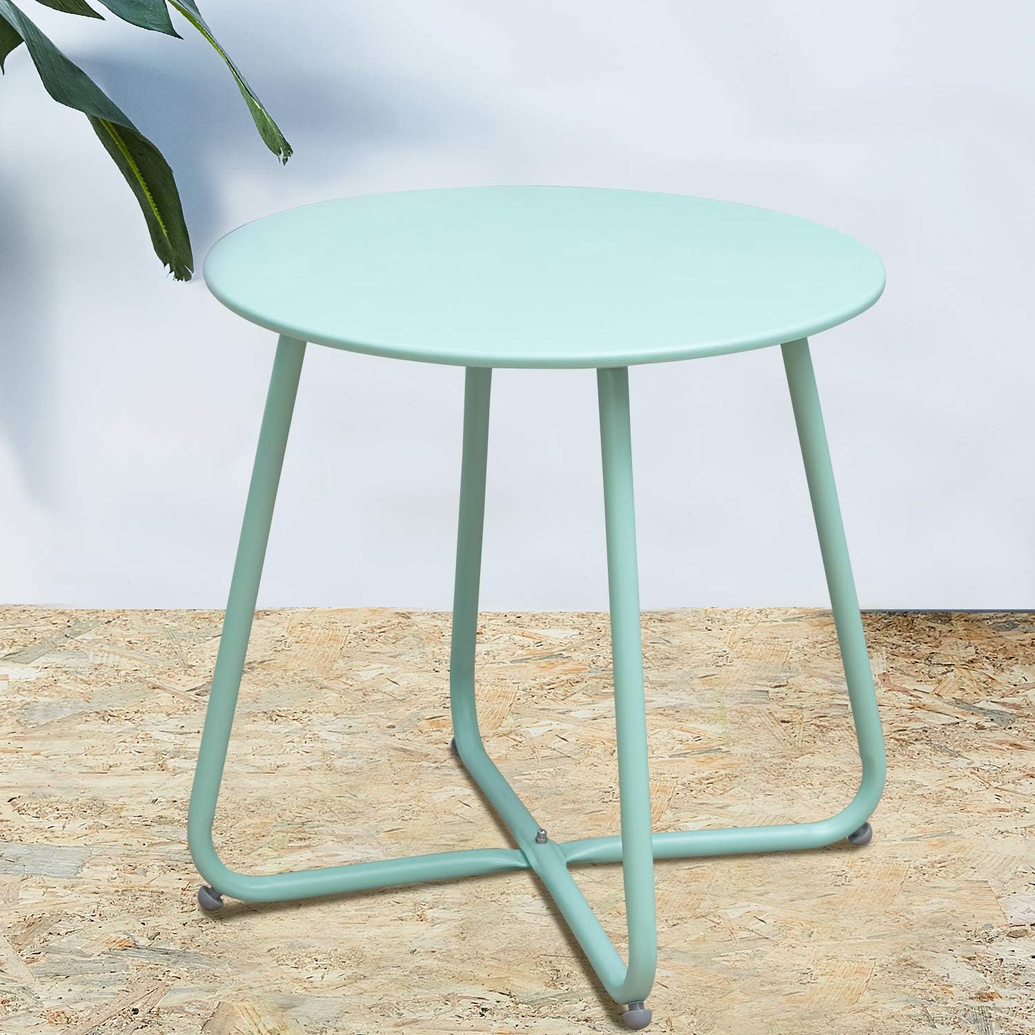 Grand patio Round Metal Side/End Table, Steel Patio Coffee Table for Bistro, Porch, Weather Resistant Outside Table Small (Mint Green): Kitchen & Dining