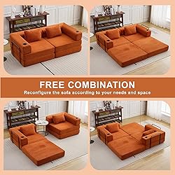 78" W Loveseat Sofa, 4 in 1 Convertible Floor Sofa