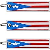 LLBFHH 3 Pcs Puerto Rico Puerto Rican Country Flag Keychain,Woven label Key Chains for Car Keys,Fabric Key Chains Men and Women,Used for Various Decorations.