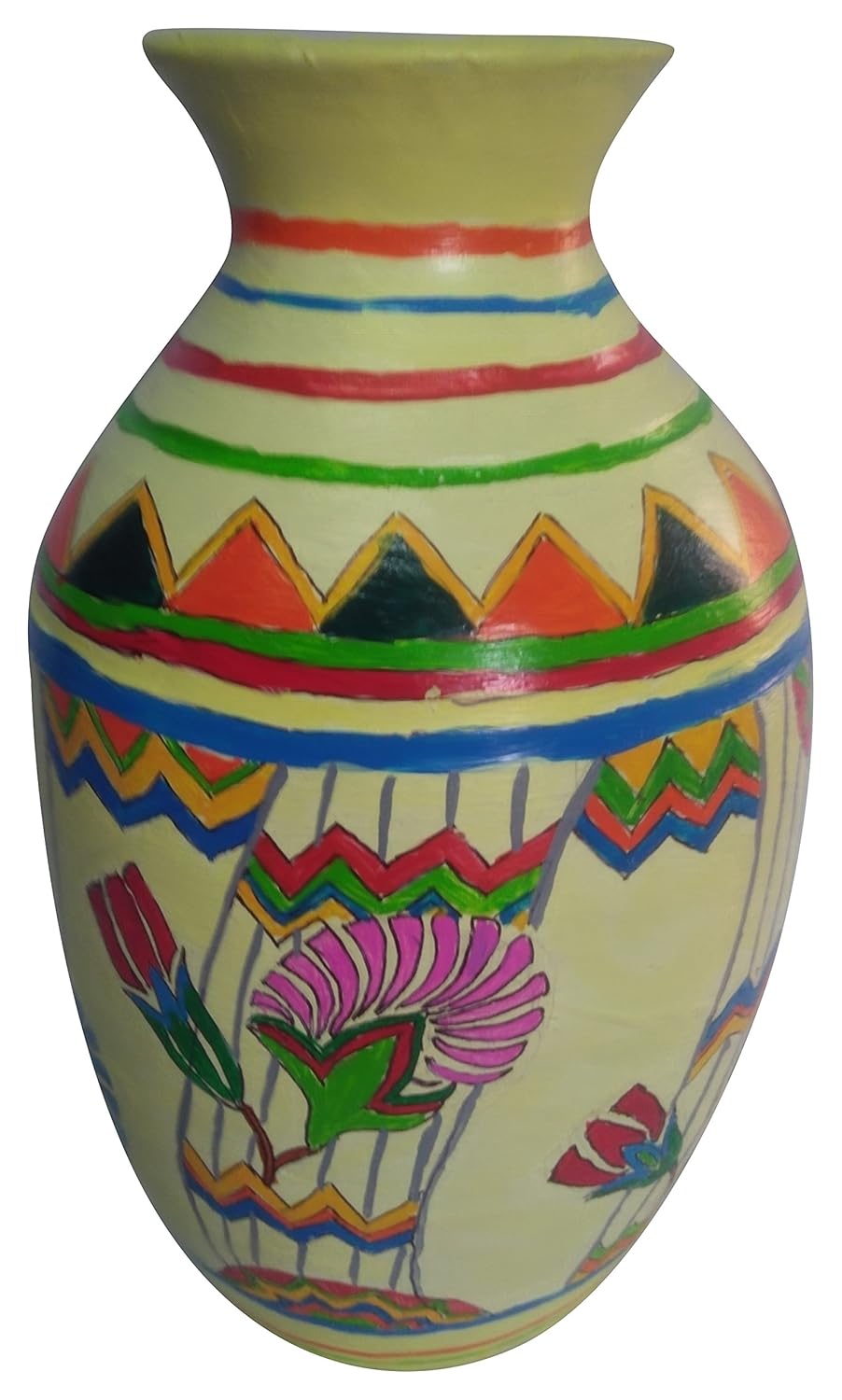 Buy Evonica Terracotta Hand Painted Tumbler Shaped Decorative Vase