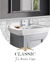 Hapilife Basin Pillar Taps Twin Mixers Victorian White Ceramic Lever Chrome 2 view 9
