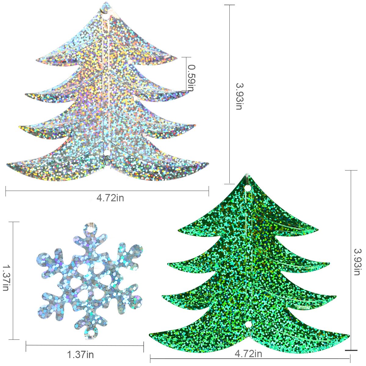 Christmas Hanging Decorations -3 Pieces Christmas Tree and Snowflake Shape Ornaments Hanging Bunting Garlands Banner for Xmas Party Decor